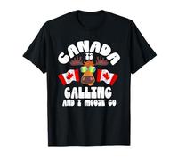 Canada Is Calling And I Moose Go Canadian Moose Canada Flag T-Shirt