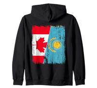 Canada Kazakhstan Half Flag Canadian Kazakh Jersey Zip Hoodie
