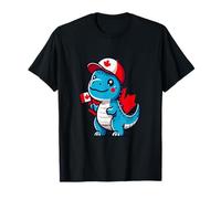Canada Kids Flag Funny Blue Dinosaur Toddler Flag T-Shirt