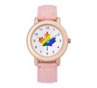 Canada LGBT Pride Womens Elegant Watch Analogue Quartz Watch Leather Band Wristwatch