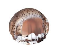Canada Lynx Print Shower Cap for Women & Men â€“ Reusable Double-Layer Bath Hair Cap with Elastic Strap L