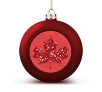 Canada Maple Canadian Flag Cute Baubles Christmas Balls PC Plastic Xmas Tree Hanging Ornaments for Home Holiday Decoration Red-style