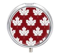 Canada Maple Canadian Flag Small Pill Organizer with 3 Compartments Travel Medicine Case Portable Round Vitamin Storage Box