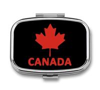 Canada Maple Flag Funny Square Pill Organizer Travel Pharmacy Box Portable Medicine Case with 2 Compartments