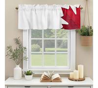 Canada Maple Leaf Valances for Windows, Canada Day July 1st Rod Pocket Valance Short Window Treatments Curtains for Kitchen Bathroom Bedroom Decor, 56 x 16 Inches