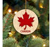 Canada Maple Ornament 205, Red Maple Leaf Ornaments for Christmas Tree, Canadian Wooden Hanging Decoraton, Canada Travel Souvenirs, Traveling Keepsake, Gifts for Canadians, Travelers, Family, Friends