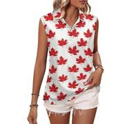 Canada Maple Pattern Women's Golf Polo Shirts Sleeveless Tank Tops Collared V Neck Summer Tennis Tees