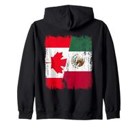 Canada Mexico Half Flag Canadian Mexican Heritage Zip Hoodie