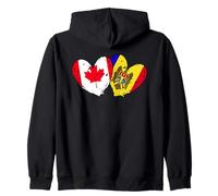 Canada Moldova Heart Flags Canadian Moldovan Dual Flag Zip Hoodie