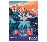 Canada Mountain Lake Sunset Art 1000 Piece Jigsaw Puzzle, Landmark Urban View, 1000 Pieces for Adults, Family Night Game for Puzzle Lovers, Mindful Activity, 38x26cm/1000pcs