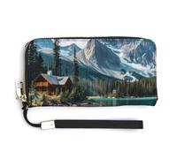 Canada Ohara Lake Yoho National Park Leather Wallet Fashion Purse Long Pouch with Wrist Strap for Men Women
