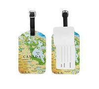 Canada Political Map Luggage Tags Leather ID Label for Kids Boy Girl 1 Piece