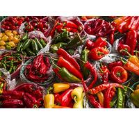 Canada, Quebec, Montreal. Little Italy, Marche Jean Talon Market, peppers Poster Print by Walter Bibikow (24 x 36)