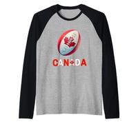 Canada Rugby Ball Flag Design for Proud Canadian Fans Raglan Baseball Tee