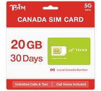 Canada SIM Card for 30 Days | Local Canada Number with Unlimited Calls, Text and 20 GB 5G Data | Hotspot Sharing Allowed | Call Home Included