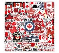 Canada Stickers 50 Pcs Waterproof Funny Canadian Travel Sticker for Water Bottle Laptop Scrapbook Skateboard Car Bike Guitar Phone Notebook Luggage,Vinyl Trendy Flag Decals for Teens Kids