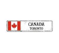 Canada Street Signs Customized Canada Flag Signs Toronto Country City Souvenir Personalized Metal Tin Sign Vintage Rustic Wall Art For Bedroom Living Room Front Porch Indoor & Outdoor Decor 12x3in
