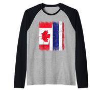Canada Thailand Half Flag Canadian Thai Roots Raglan Baseball Tee
