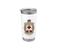 Canada The True North Est 1867 Vintage Heraldic Crest Shield Stainless Steel Insulated Tumbler