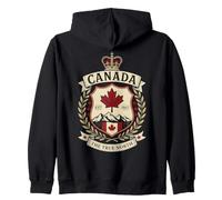 Canada The True North Est 1867 Vintage Heraldic Crest Shield Zip Hoodie