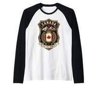 Canada The True North Est 1867 Vintage Heritage Shield Badge Raglan Baseball Tee