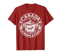 Canada The True North Strong & Free Vintage Moose Forest Art T-Shirt