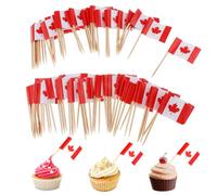 Canada Toothpick Flags Cake Toppers,100Pcs Canada Cocktail Stick Flag,Food Cupcake Toppers for Sandwich Country Picks Party Decoration Celebration