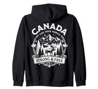 Canada True North Strong & Free Vintage Moose Mountain Badge Zip Hoodie