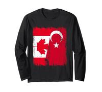 Canada Turkey Half Flag Turkiye Canadian Turkish Heritage Long Sleeve T-Shirt
