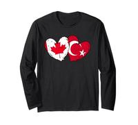 Canada Turkey Heart Flag Türkiye Canadian Turkish Heritage Long Sleeve T-Shirt