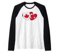 Canada Turkey Heart Flag Türkiye Canadian Turkish Heritage Raglan Baseball Tee