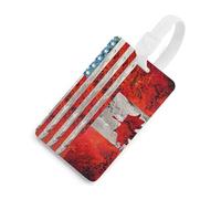 Canada U.S.A Flag Luggage Tags Business Card Holder Personalized Baggage Identifier Travel Essentials for Suitcases Backpacks