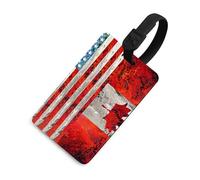 Canada U.S.A Flag Luggage Tags Business Card Holder Personalized Baggage Identifier Travel Essentials for Suitcases Backpacks