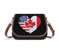 Canada U.S. Friendship Heart Travel Crossbody Bags for Women Shoulder Handbags with Adjustable Strap Satchel Purse