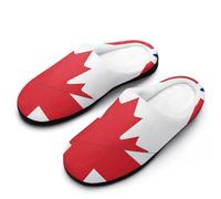 Canada UK Flag Women's Cotton House Slippers | Memory Foam Slippers Closed Toe Slip On Home Shoes for Indoor Outdoor