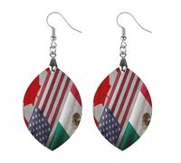 Canada United States And Mexico Flag Classic Wooden Earrings Featherlight Artistic Pendant Earring Hooks Vintage Jewelry for Women