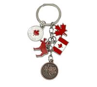Canada USA Keychain - Alaska Keychains with Red Elk Maple Leaf and Canada Flag - Key Accessory for Canada USA Travel Lovers … - Unisex Keychain Men Women, grey, One size