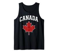 Canada Vintage Arch Text Red Maple Leaf Hockey Sport Tank Top
