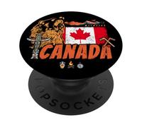 Canada vintage flag and grizzly bear souvenir PopSockets Adhesive PopGrip
