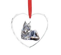 Canada Wild Big Cat Decorative Hanging Glass Ornaments Christmas Tree Decorations Indoor Home Heart Pendant Gifts
