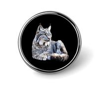 Canada Wild Big Cat Round Brooches And Pins Small 1" Badge Decorative Lapel Pin for Clothes Bag Backpack