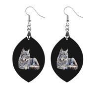 Canada Wild Big Cat Trendy Wooden Earrings Lightweight Charms Pendant Hooks Gifts for Women Love