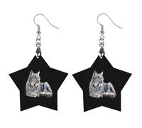 Canada Wild Big Cat Wooden Earrings Pendant Fashion Boho Charms for Women Round Drop Jewelry Gift Love