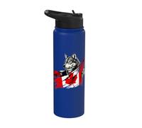 Canada Wolf Canadian Flag Canadian Pride Canadian Roots Stainless Steel Insulated Water Bottle