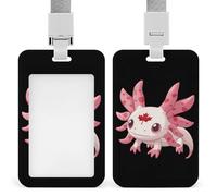 Canadian Axolotl Lover Flag Card Holder Cute ID Badge Holders Card Protector for Office Work Women Men