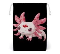Canadian Axolotl Lover Flag Drawstring Bags Portable Makeup Pouch Gift Bag Storage Organiser