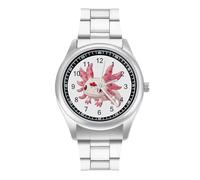 Canadian Axolotl Lover Flag Mens Watches Print Analog Quartz Watch Business Wristwatch Casual
