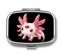 Canadian Axolotl Lover Flag Pill Box 2 Compartment Pill Case Decorative Organizer Storage Boxes Holder Cute