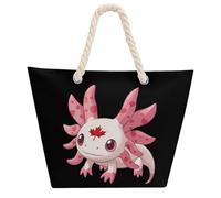 Canadian Axolotl Lover Flag Tote Bags for Women Men Shoulder Beach Bag Shopping Handbag with Hemprope Handle