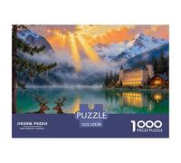 Canadian Banff Louise Lake Sunrise Wooden Jigsaw Puzzle Waterproof 1000 Piece Puzzles for Adults Colourful Home Decoration